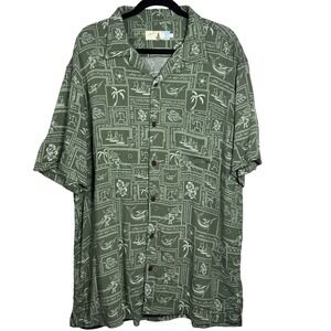 High Surf Men's Shirt 2XL Short Sleeve Button Up Hawaiian Tropical Tiki Vacation